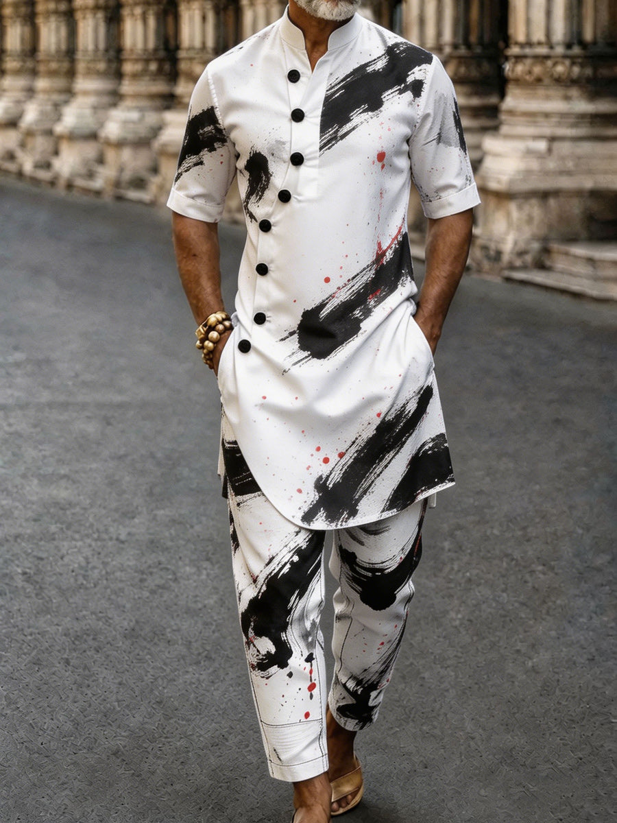 Men's Casual Vacation Cotton Shirt Set